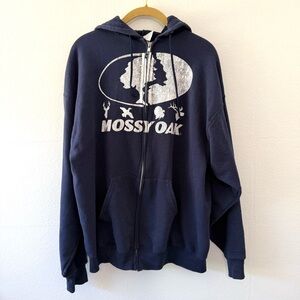 Mossy Oak Navy Blue Zip Up Hoodie